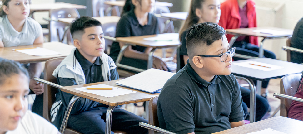 Students in class sitting at desks