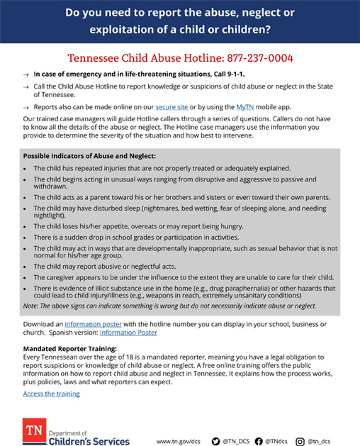 Tennessee Child Abuse Hotline